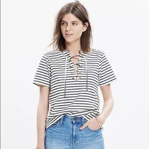 Madewell / Striped Lace up Top